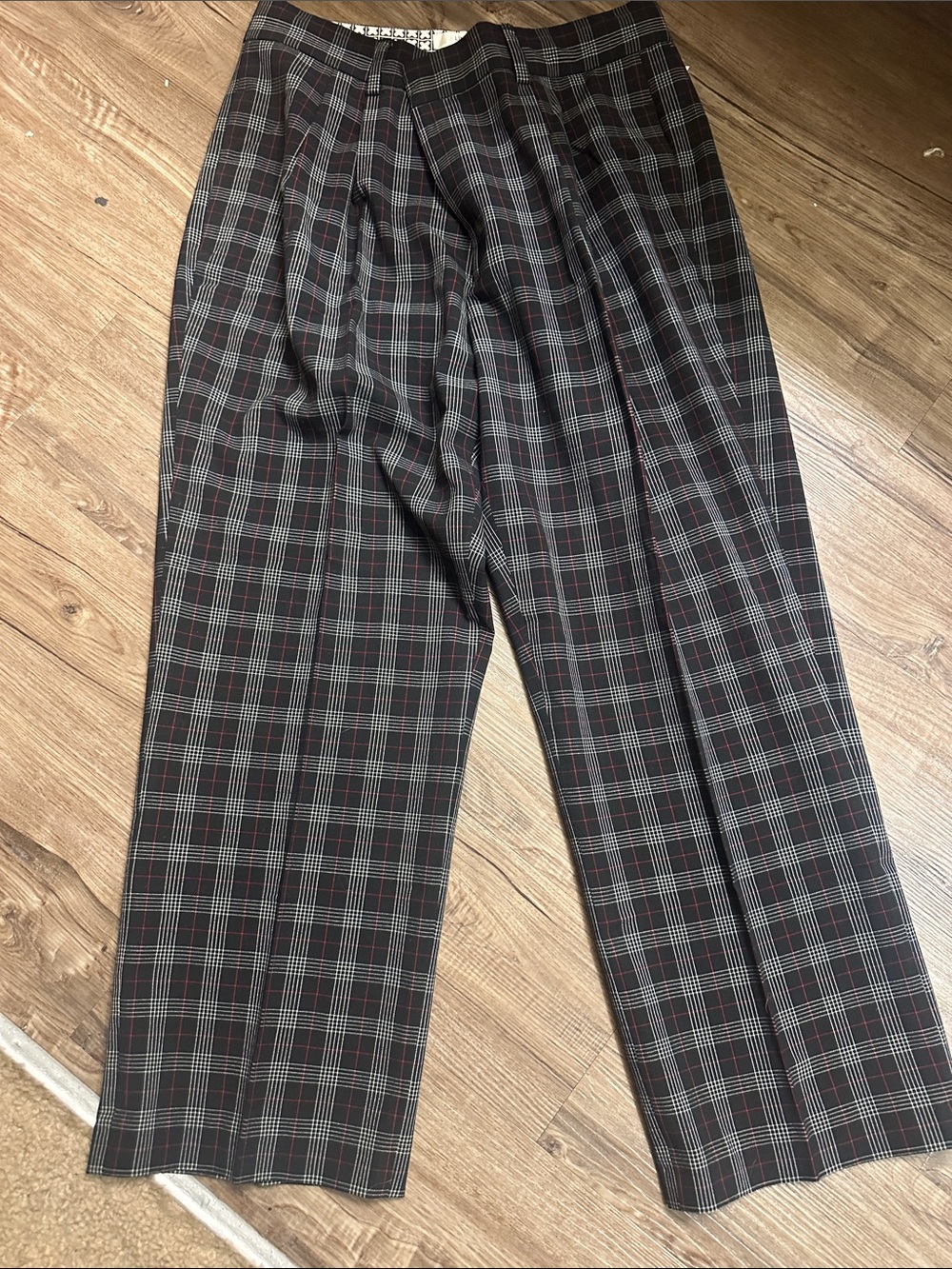 Liz Claiborne Black Plaid Wide-Leg Pants